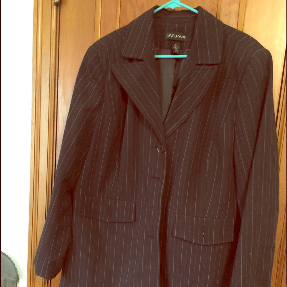 Lane Bryant 20 chocolate pink pinstripe blazer